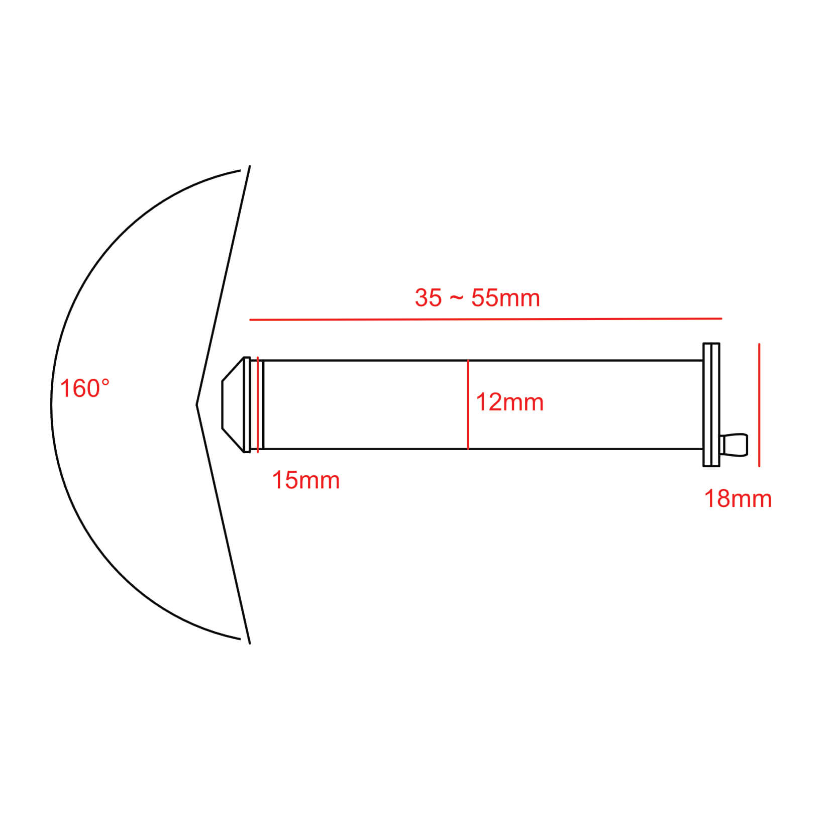 Security Door Viewer with Glass Lens 160°