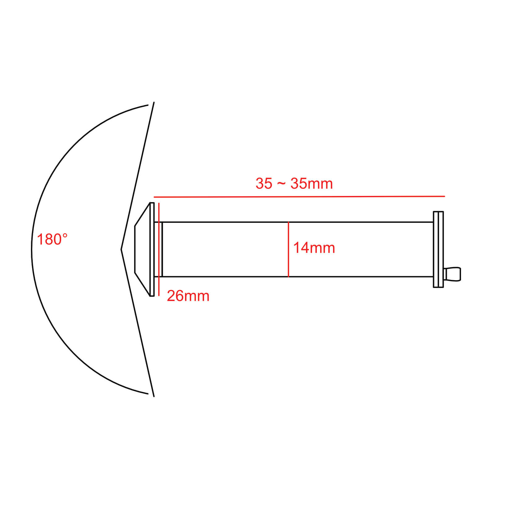 Security Door Viewer with Glass Lens 180°