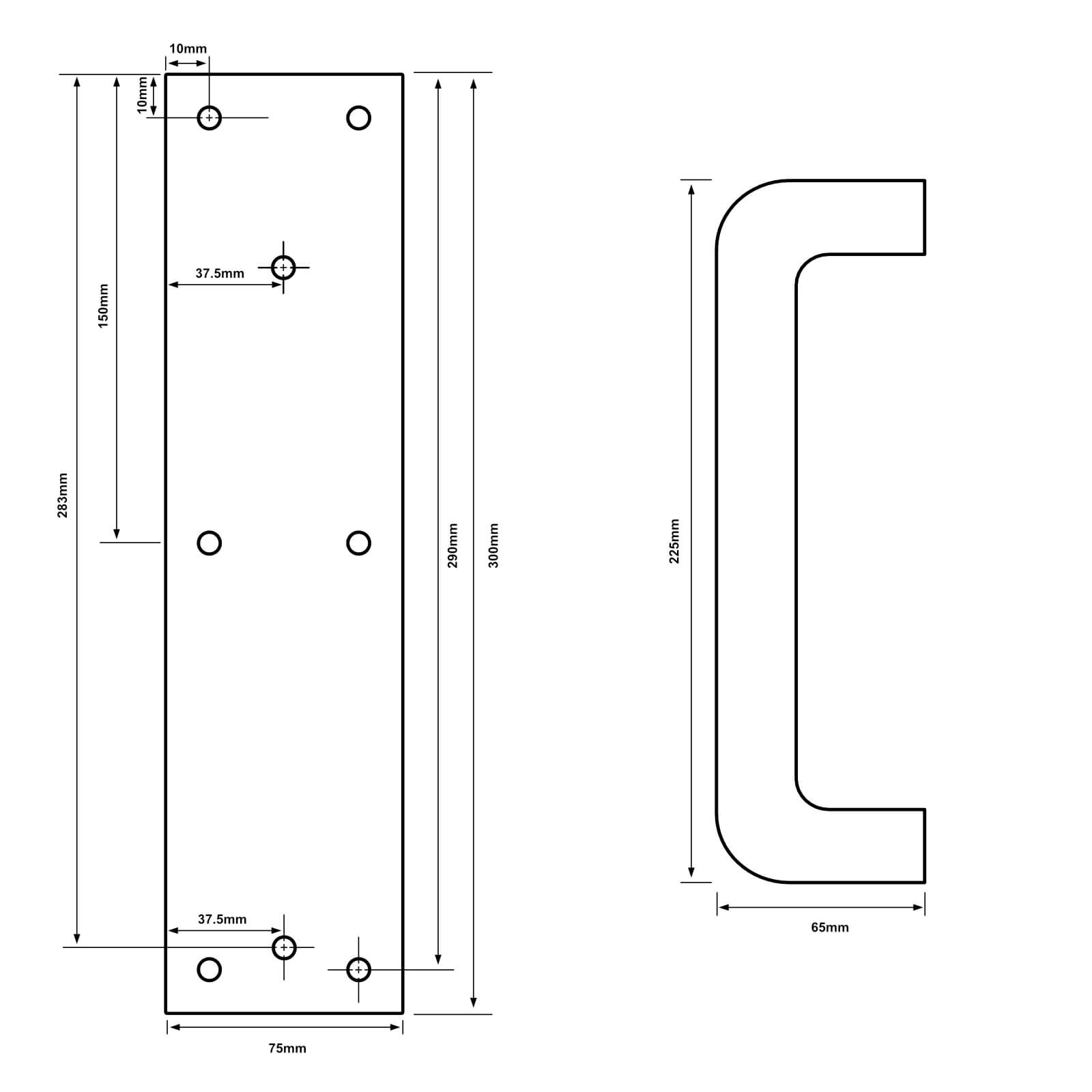 225mm (9 inch) D Handle with Plate