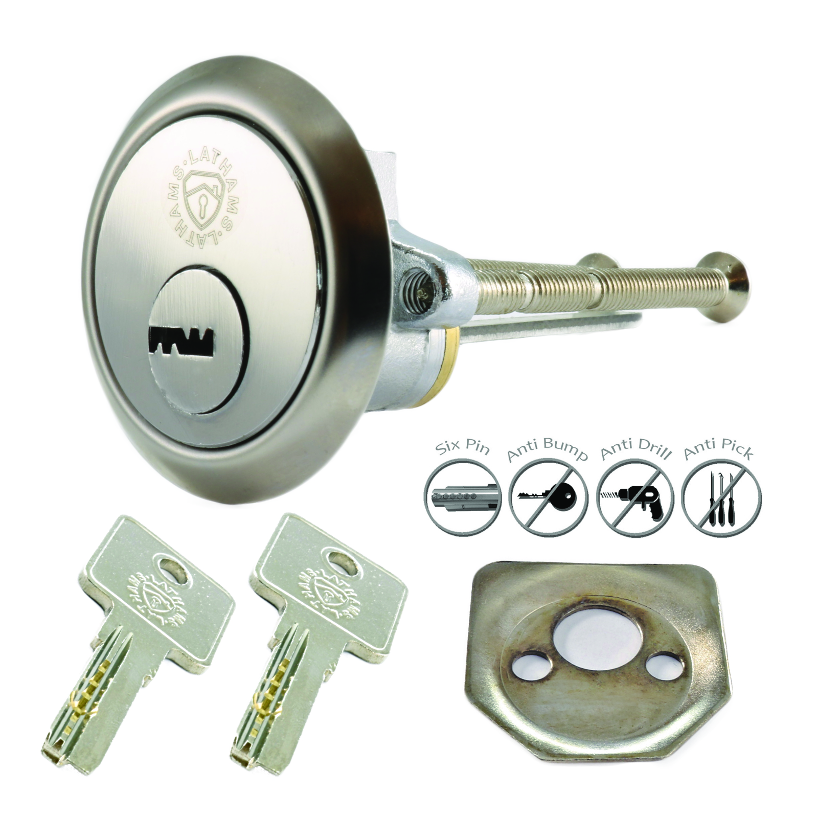 Security Rim Cylinder Door Lock lathamshardware.co.uk