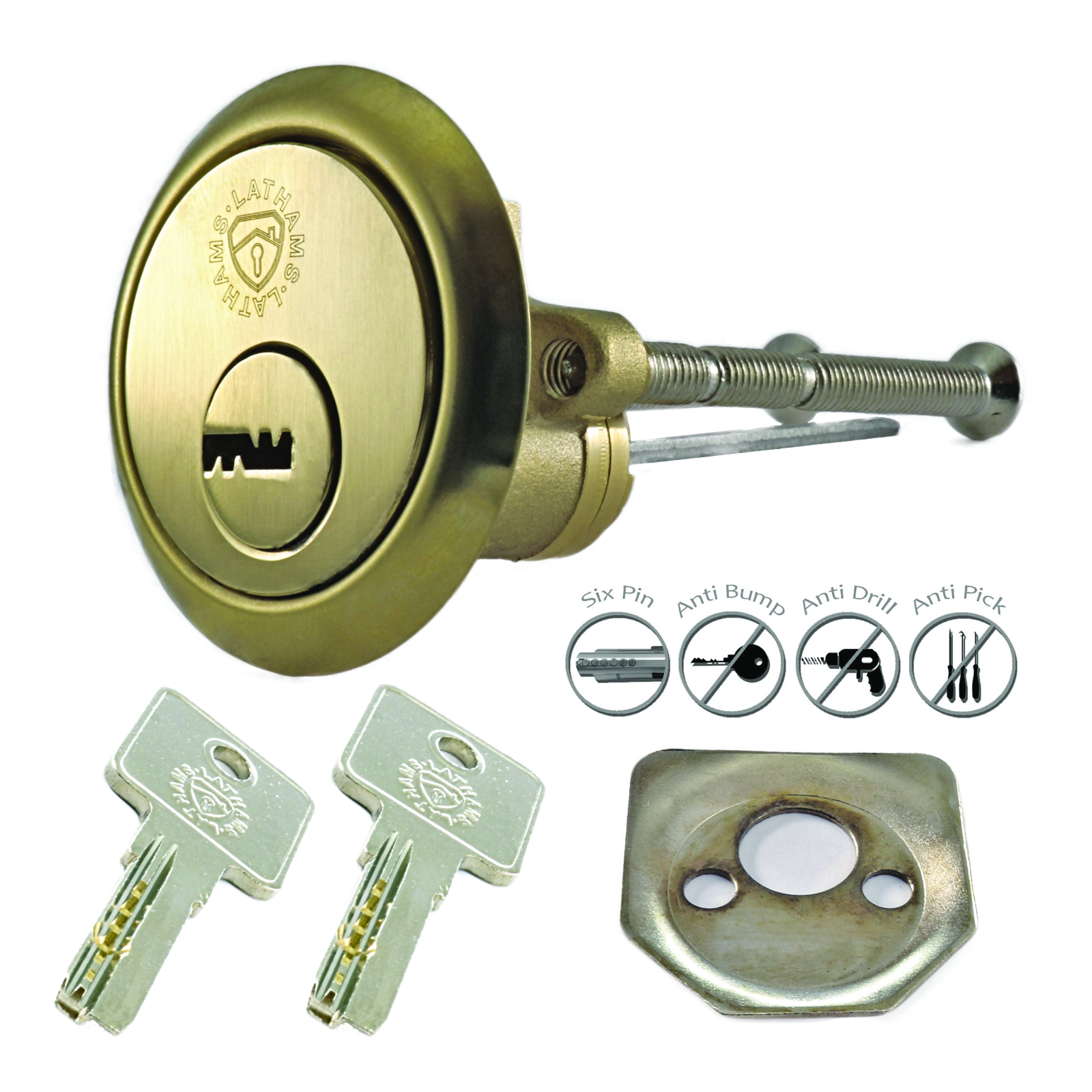 Security Rim Cylinder Door Lock lathamshardware.co.uk