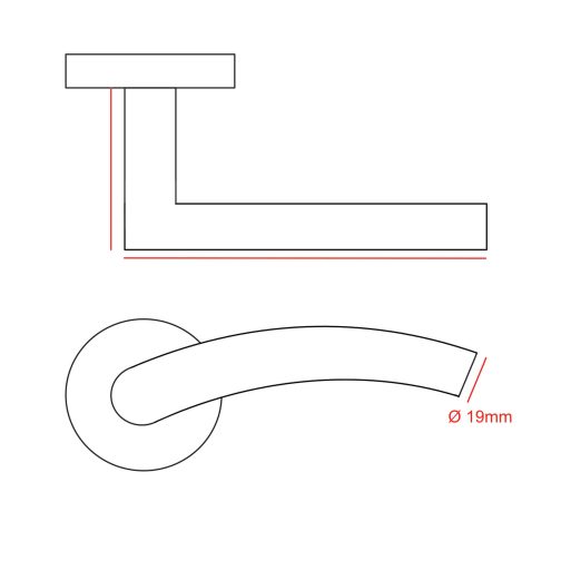 arched bar lever handle cad drawing
