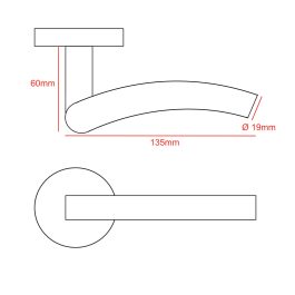 inward curve bar lever handle cad drawing