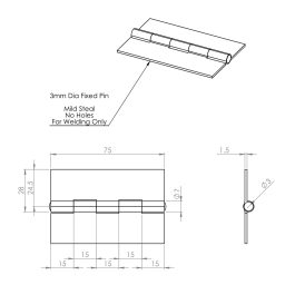 75mm Light Duty Steel Weld On Butt Hinge