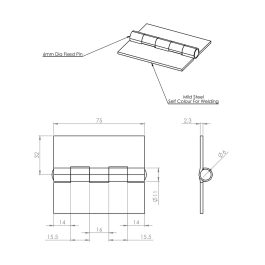 75mm Heavy Duty Steel Weld On Butt Hinge