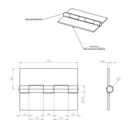 100mm Heavy Duty Steel Weld On Butt Hinge