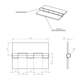 100mm Heavy Duty Steel Weld On Butt Hinge