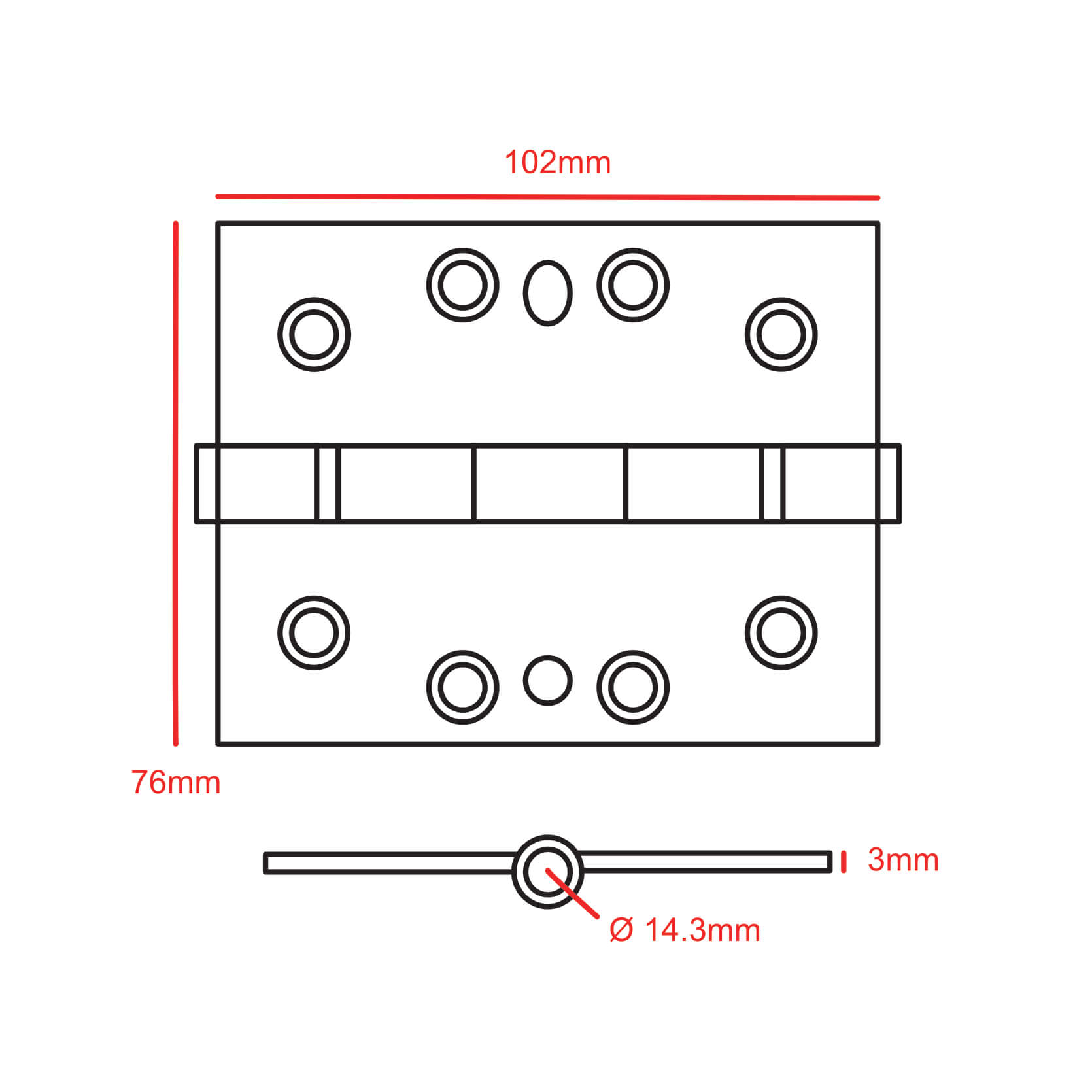 4" x 3" Stainless Steel Butt Hinge