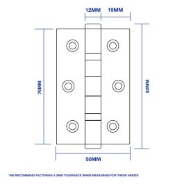 CAD drawing of 3 x 2 inch hinge