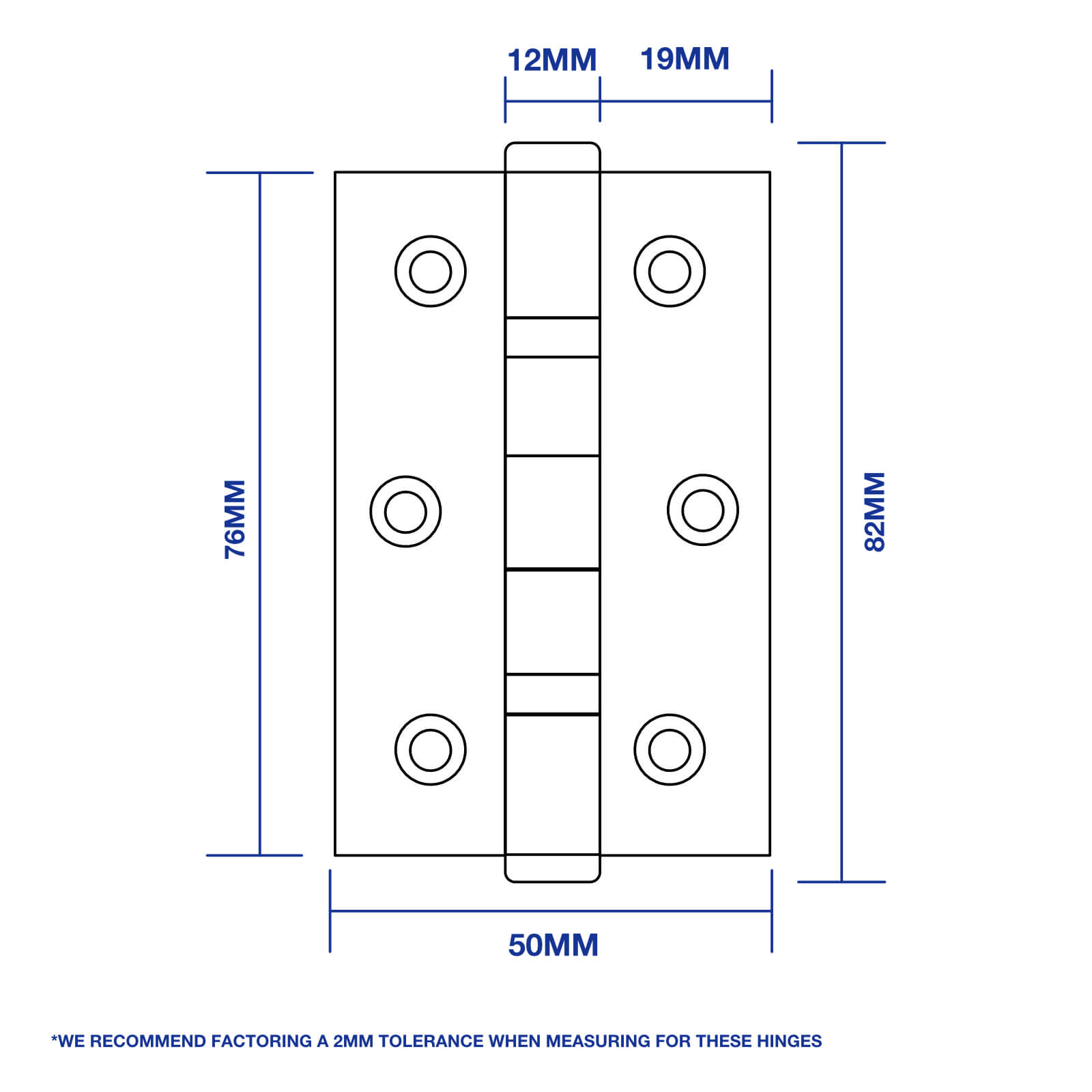 3"x 2" (75mm x 50mm) Door Butt Hinge