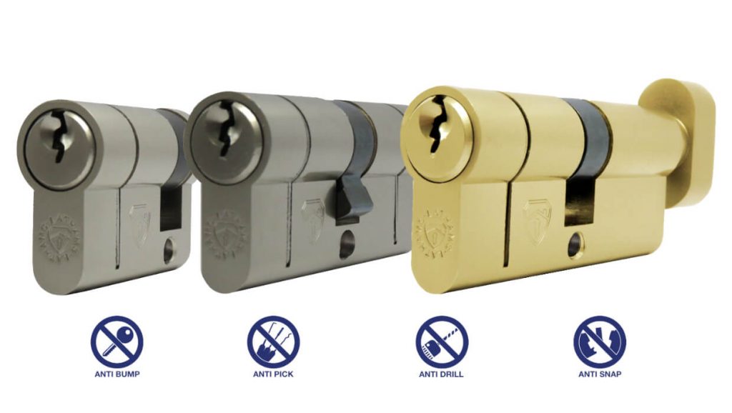Brass 50/10 - Euro Single 6-Pin Half Cylinder ERA Door Lock Cylinder 3 keys 