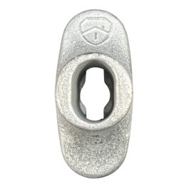 Front view of an oval lock housing