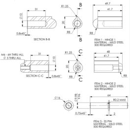 Hybrid Weld-On Hinge Drawing